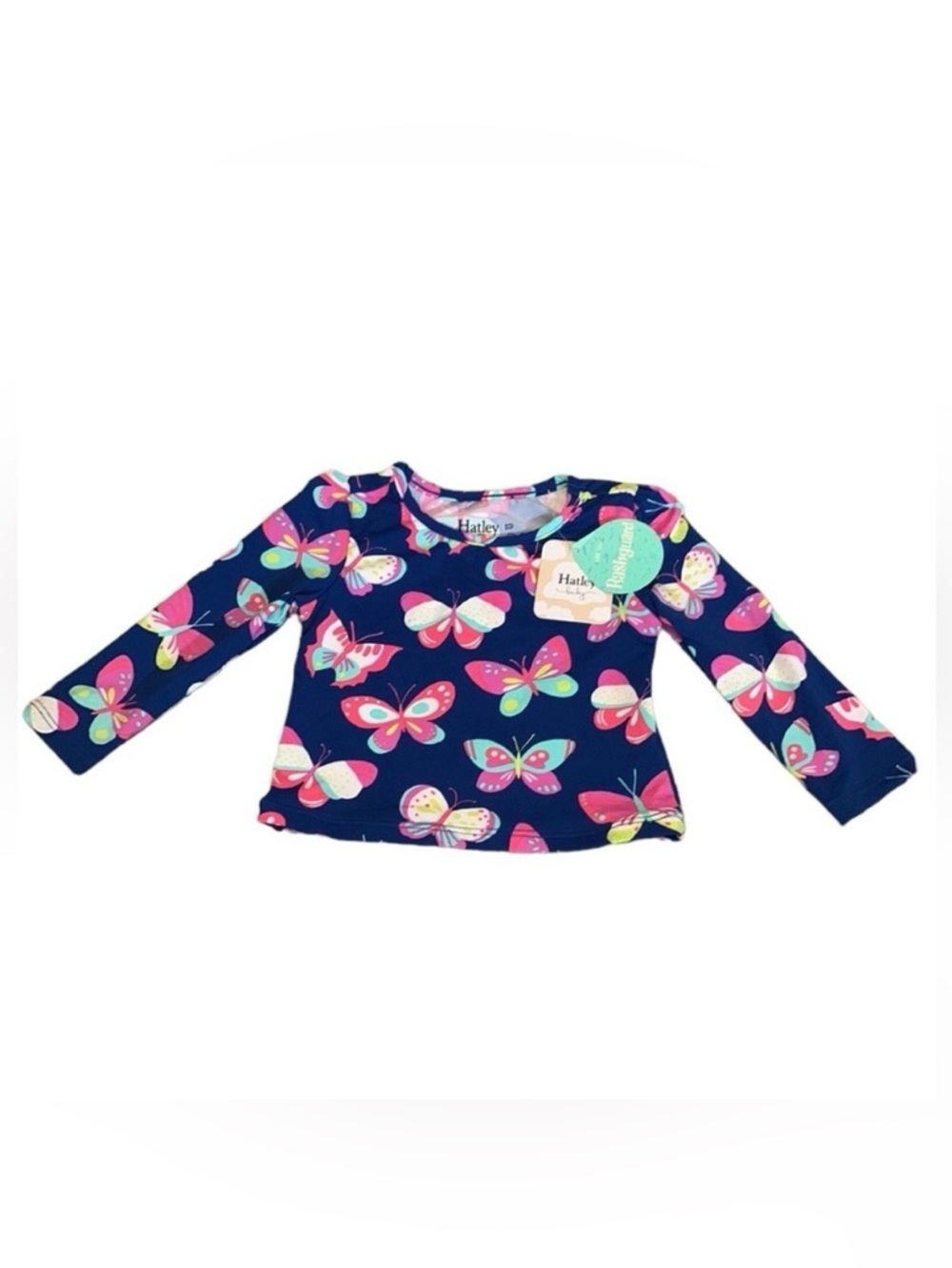 Hatley Baby Butterfly Rashguard Swim Shirt 
UPF 50 6-9 Months Blue Pink New